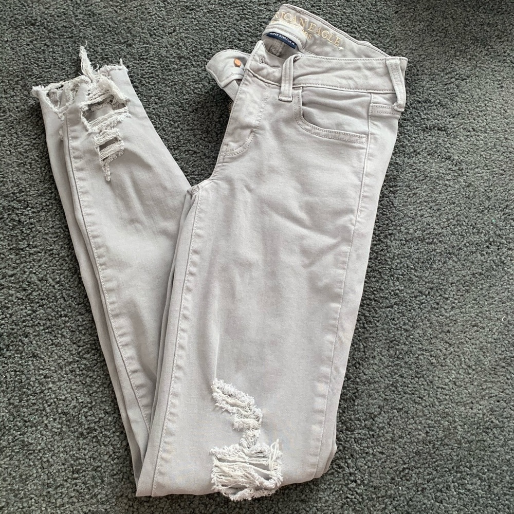 Gray ripped jeans